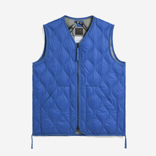 Military Zip V-Neck Down Soft Shell Vest - Cobalt