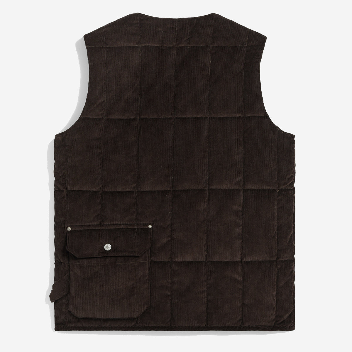 Work V-Neck Button Down Corduroy Vest - Dark Brown