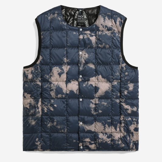 Crew Neck Button Down Vest - Storm Tie-Dye