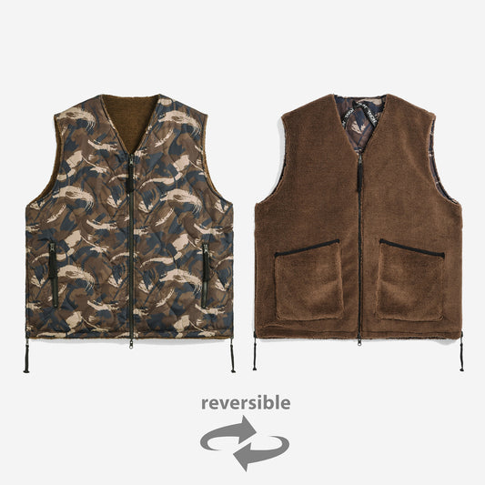 Military Reversible Down x BOA Fleece Vest - Paint Camo x Mocha