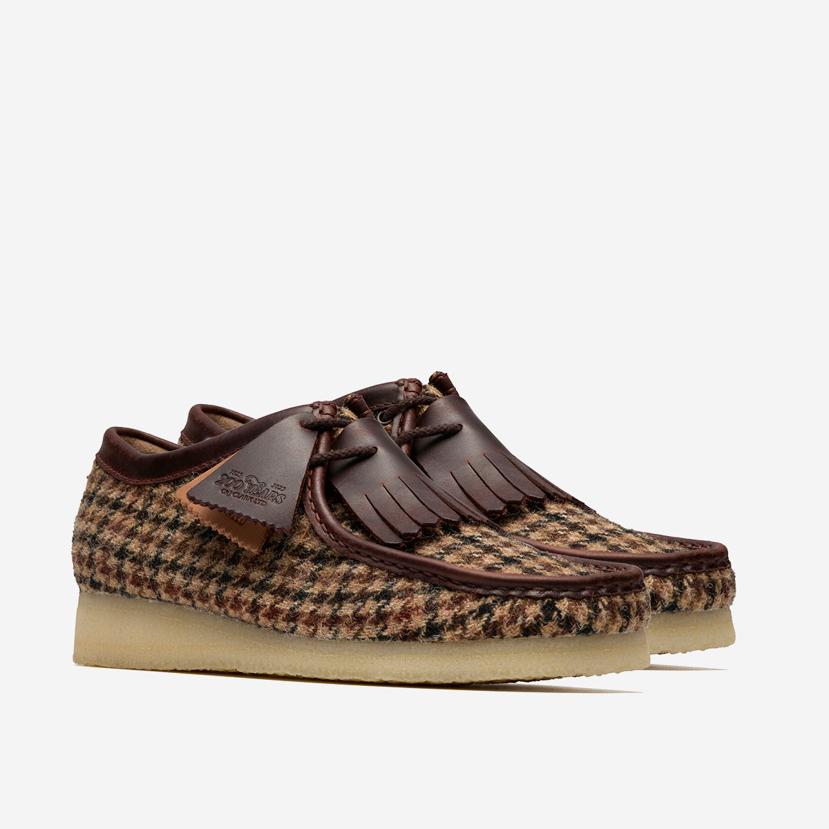 Wallabee Harris Tweed Derby Shoes - Brown Tweed Combination