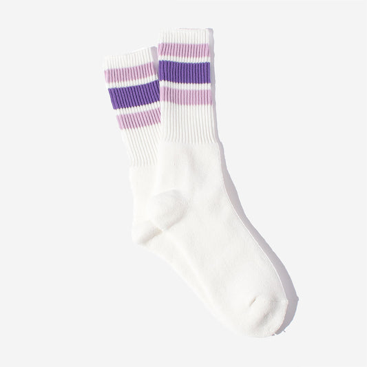 3 Line Crew Socks - Purple