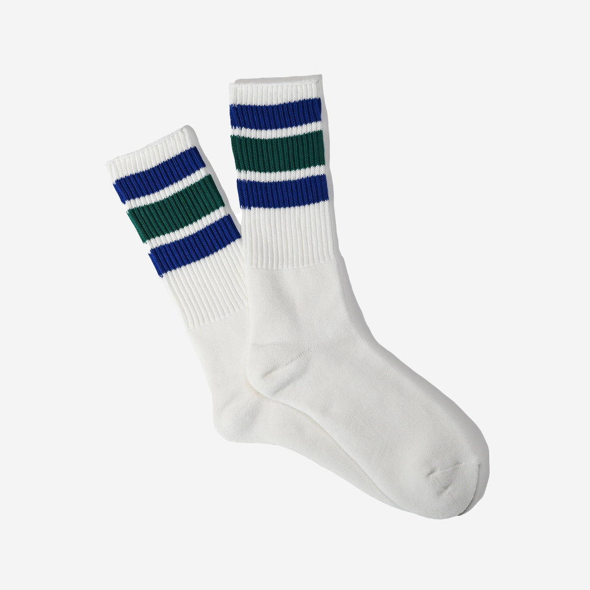 3 Line Crew Socks - Green Melange