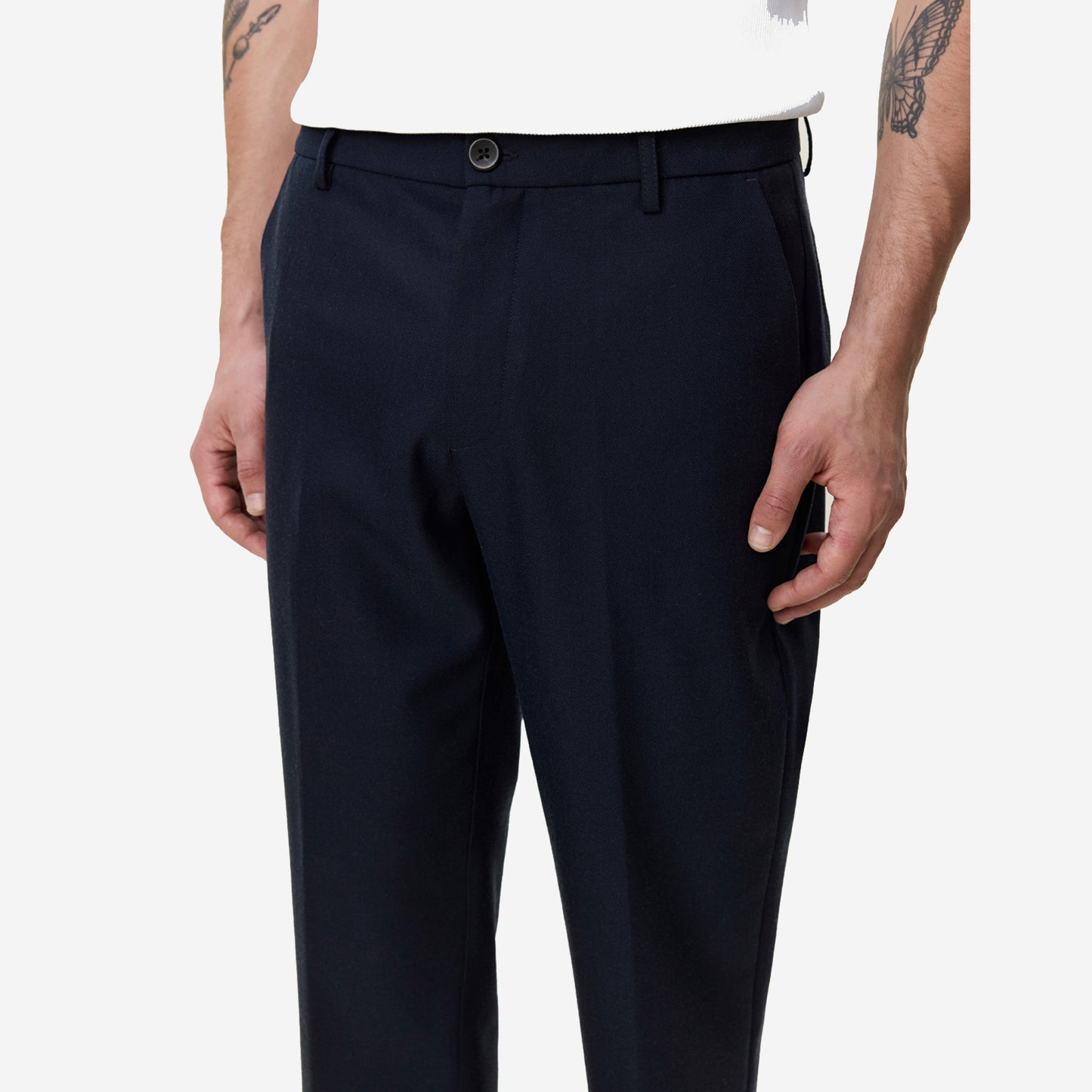 Brushed Twill Regular Suit Pants - Dark Navy Blue