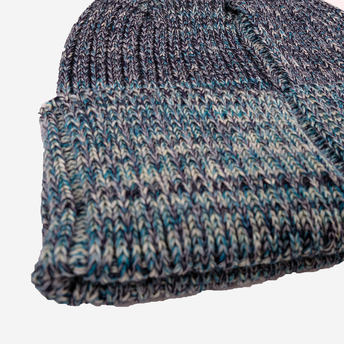 5-Colour Mix Rib Wool Watch Cap Beanie - Indigo