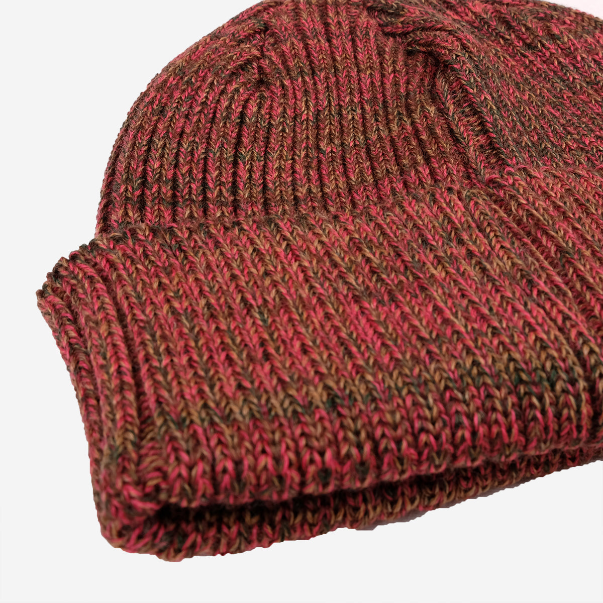 5-Colour Mix Rib Wool Watch Cap Beanie - Red