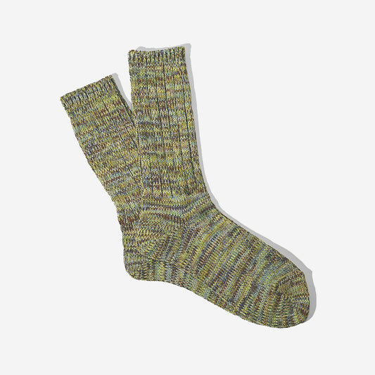 5 Colour Mix Crew Socks - Autumn Grass