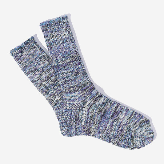 5 Colour Mix Crew Socks - Purple Melange