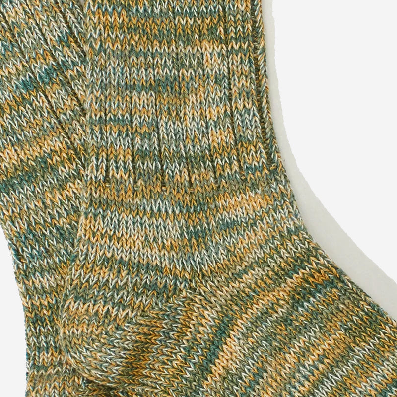 5 Colour Mix Crew Socks - Khaki