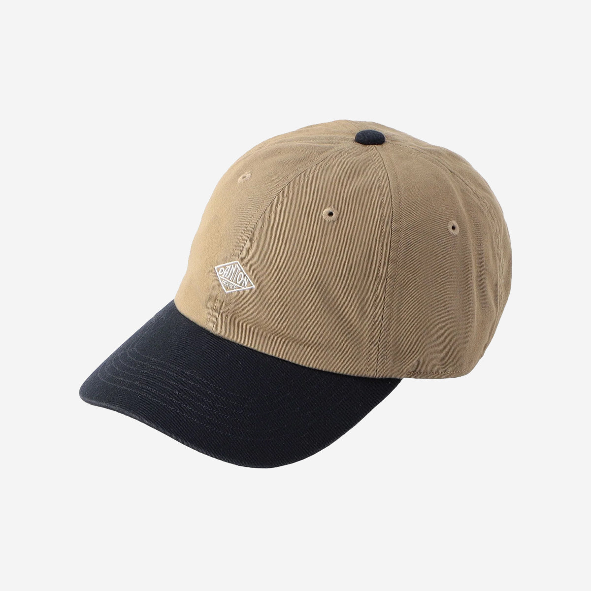 6-Panel Two-Tone Twill Cap - Khaki x Navy