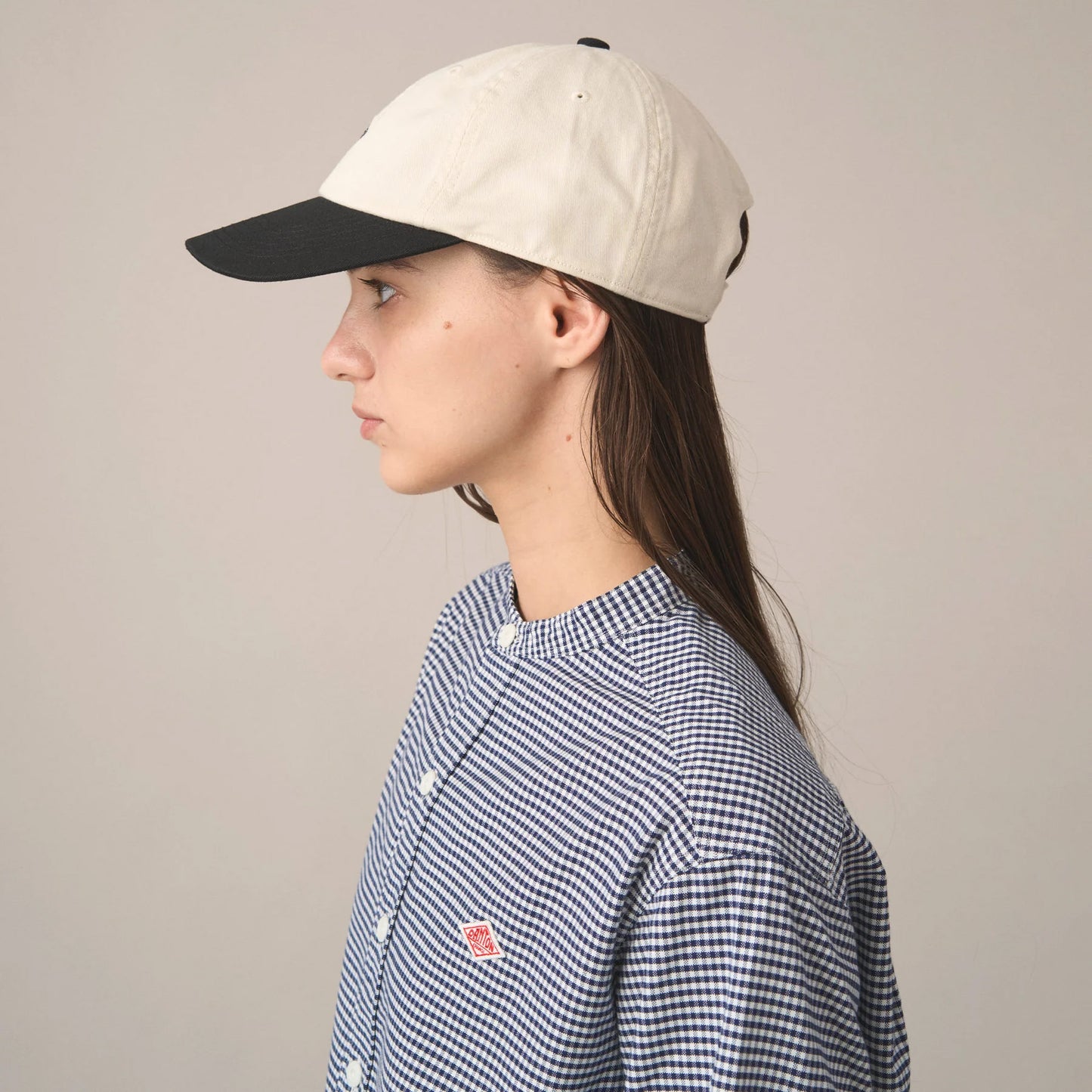 6-Panel Two-Tone Twill Cap - Ecru x Black