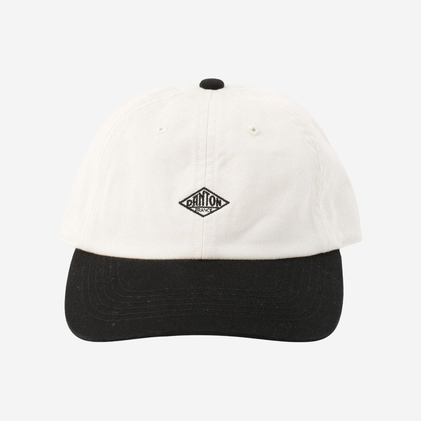 6-Panel Two-Tone Twill Cap - Ecru x Black