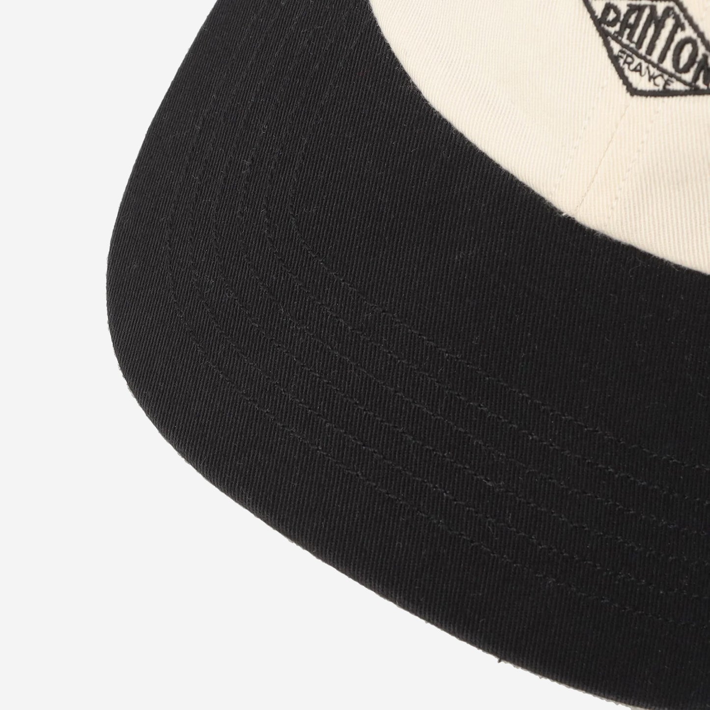 6-Panel Two-Tone Twill Cap - Ecru x Black
