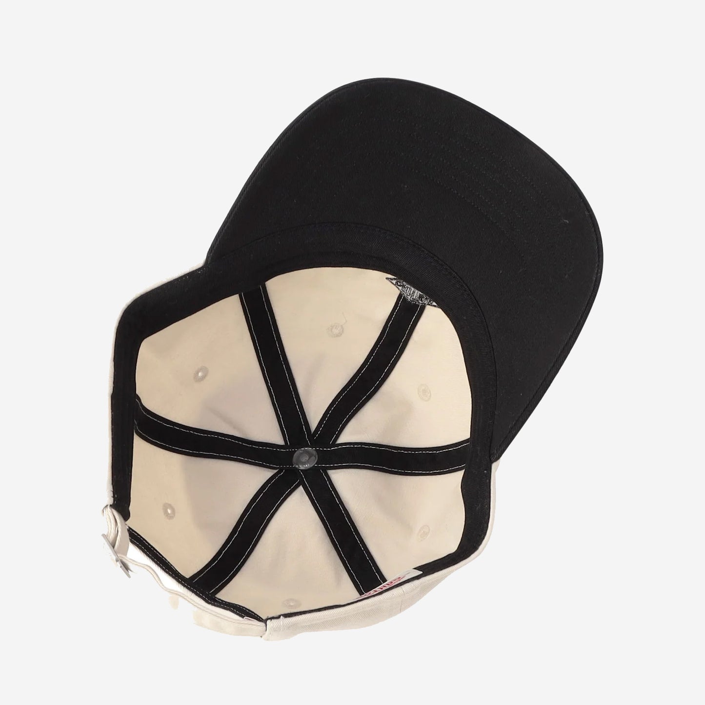 6-Panel Two-Tone Twill Cap - Ecru x Black