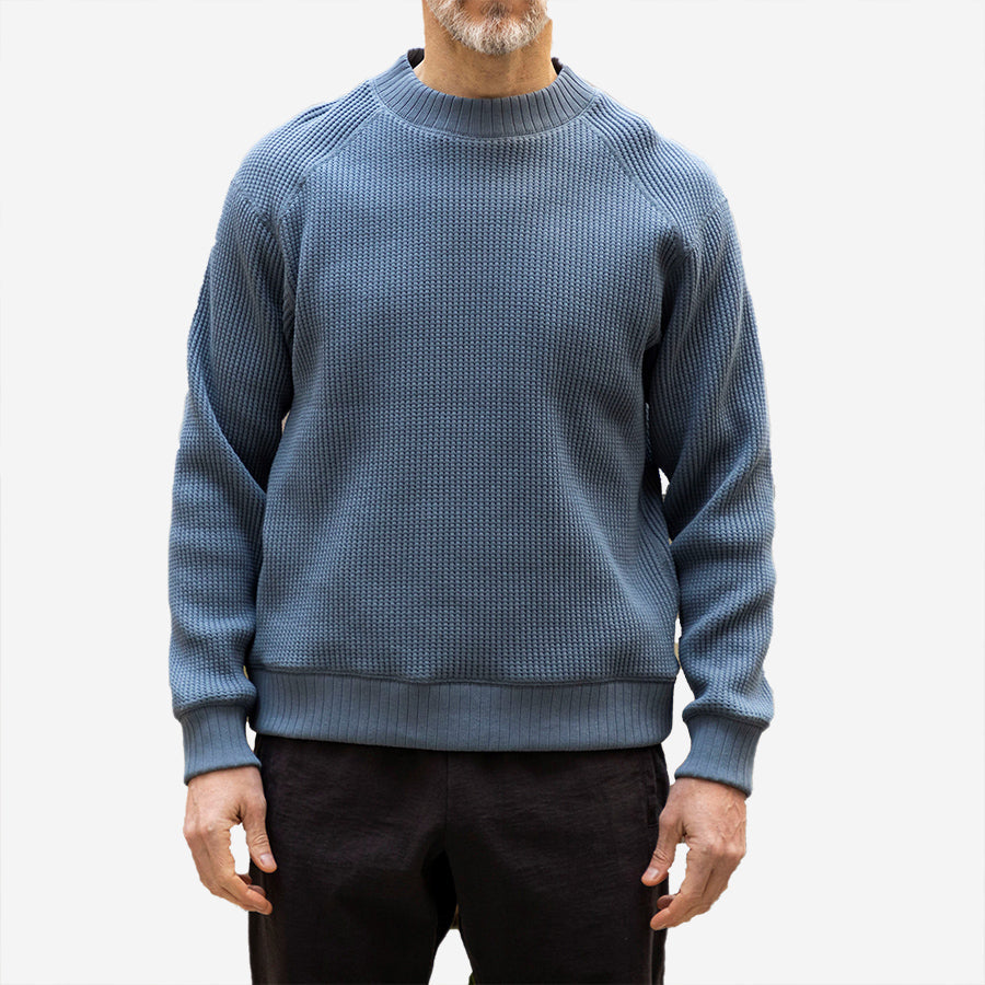 Big Waffle Mid-Neck Sweater - Concrete Grey