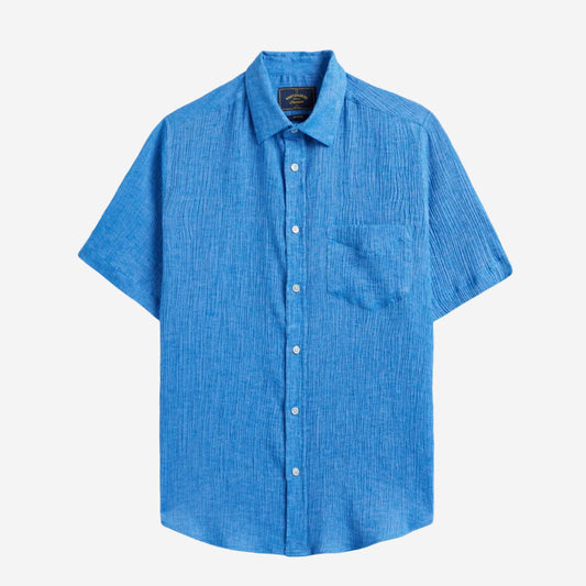 Aaron Plissé S/S Shirt - Blue