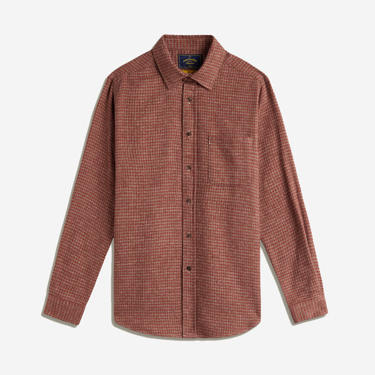 Abstract Houndstooth Flannel Shirt  - Clay