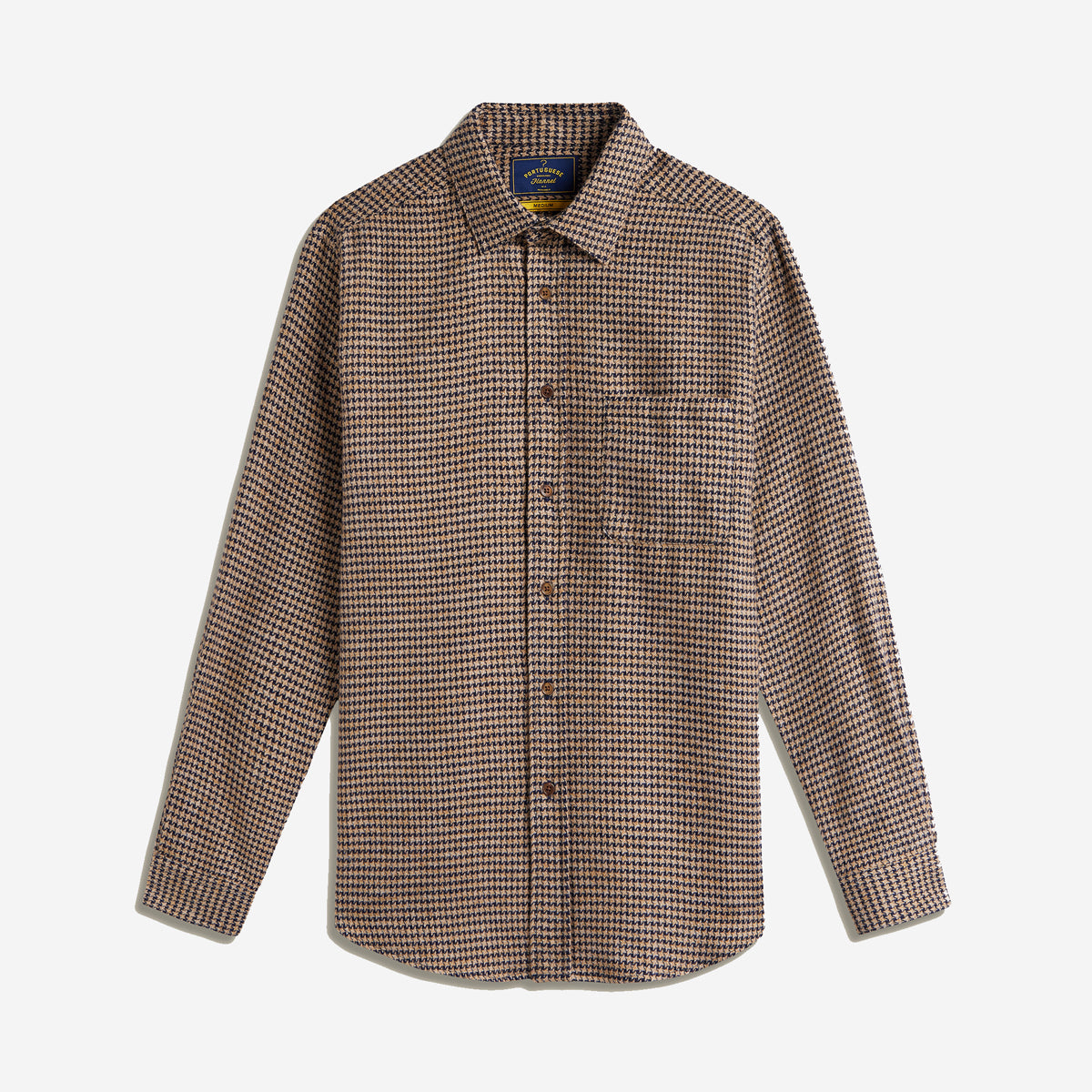 Abstract Houndstooth Flannel Shirt  - Navy