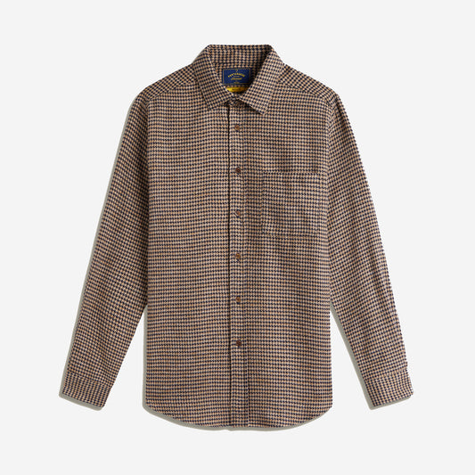 Abstract Houndstooth Flannel Shirt  - Navy