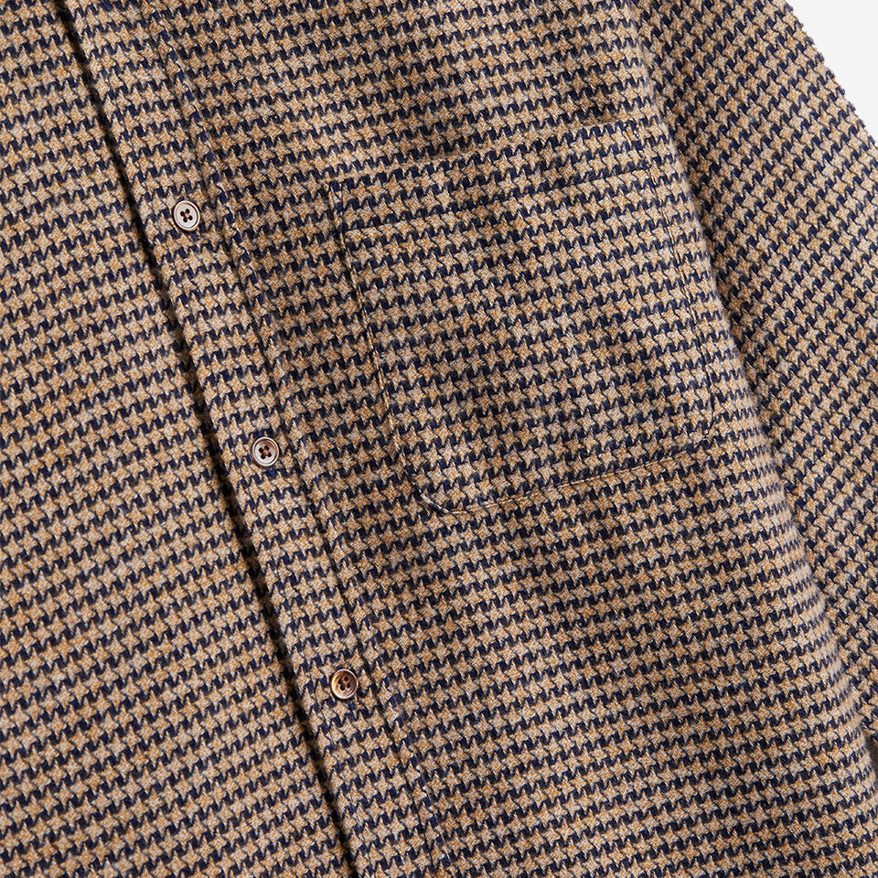 Abstract Houndstooth Flannel Shirt  - Navy
