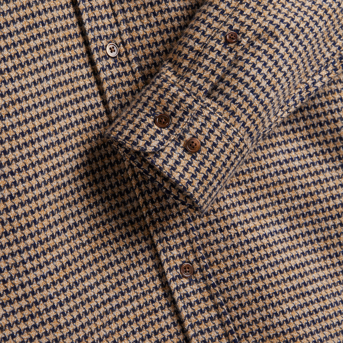 Abstract Houndstooth Flannel Shirt  - Navy
