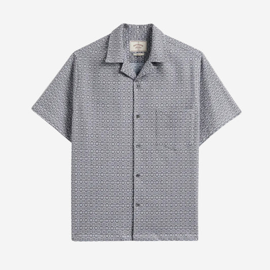 Abstract Tile Jacquard S/S Vacation Shirt - Grey