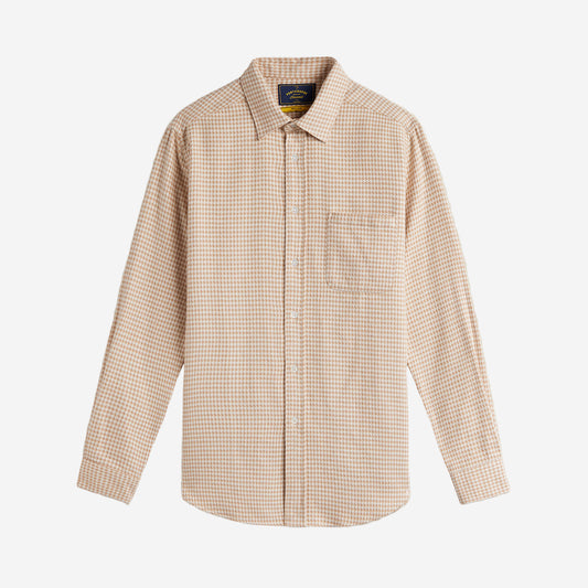 Abstract Houndstooth Flannel Shirt  - Cream
