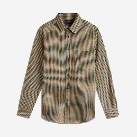 Abstract Houndstooth Flannel Shirt  - Green