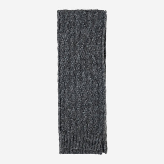 Basketweave Knitted Scarf - Grey