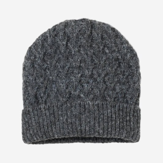 Basketweave Knitted Beanie - Grey