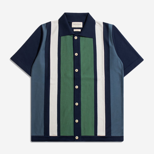 Velzy Neto Stripe S/S Polo Cardigan - Navy Iris