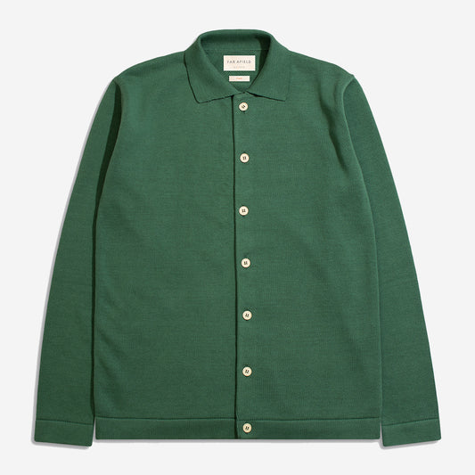 Brewer Knit Polo Cardigan - Tropical Green