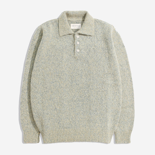 Kier Wool L/S Knitted Polo - Stone Fleck