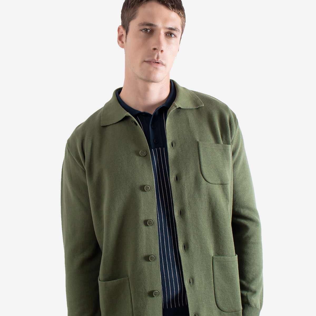 Station Organic Cotton Cardigan - Green