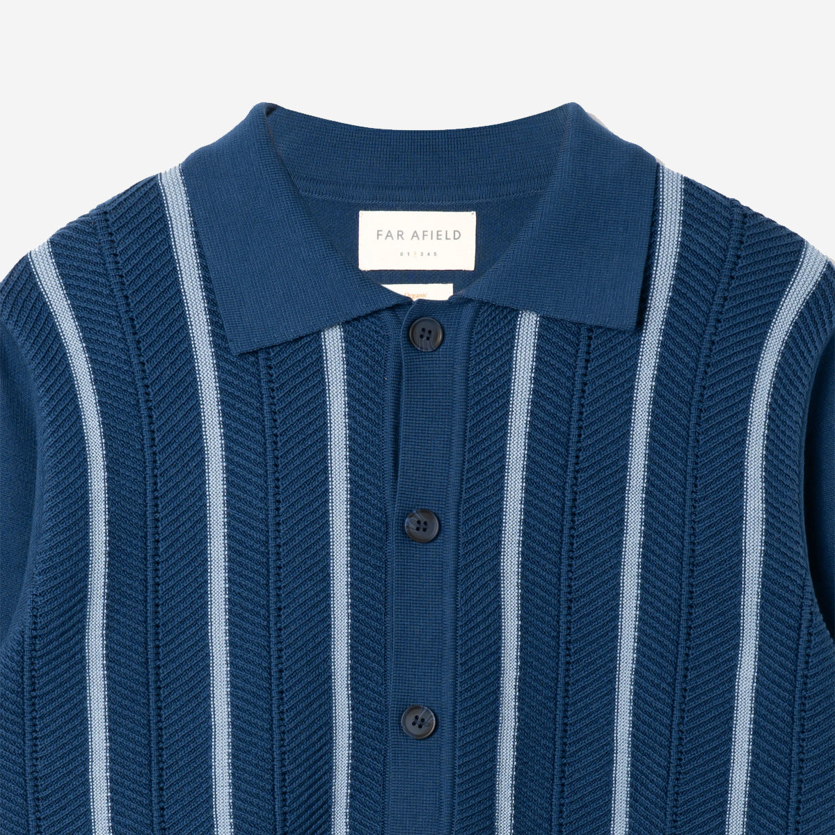 Zigger Herringbone Stripe Cardigan - Navy Blue
