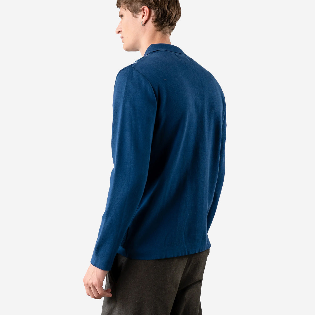 Zigger Herringbone Stripe Cardigan - Navy Blue