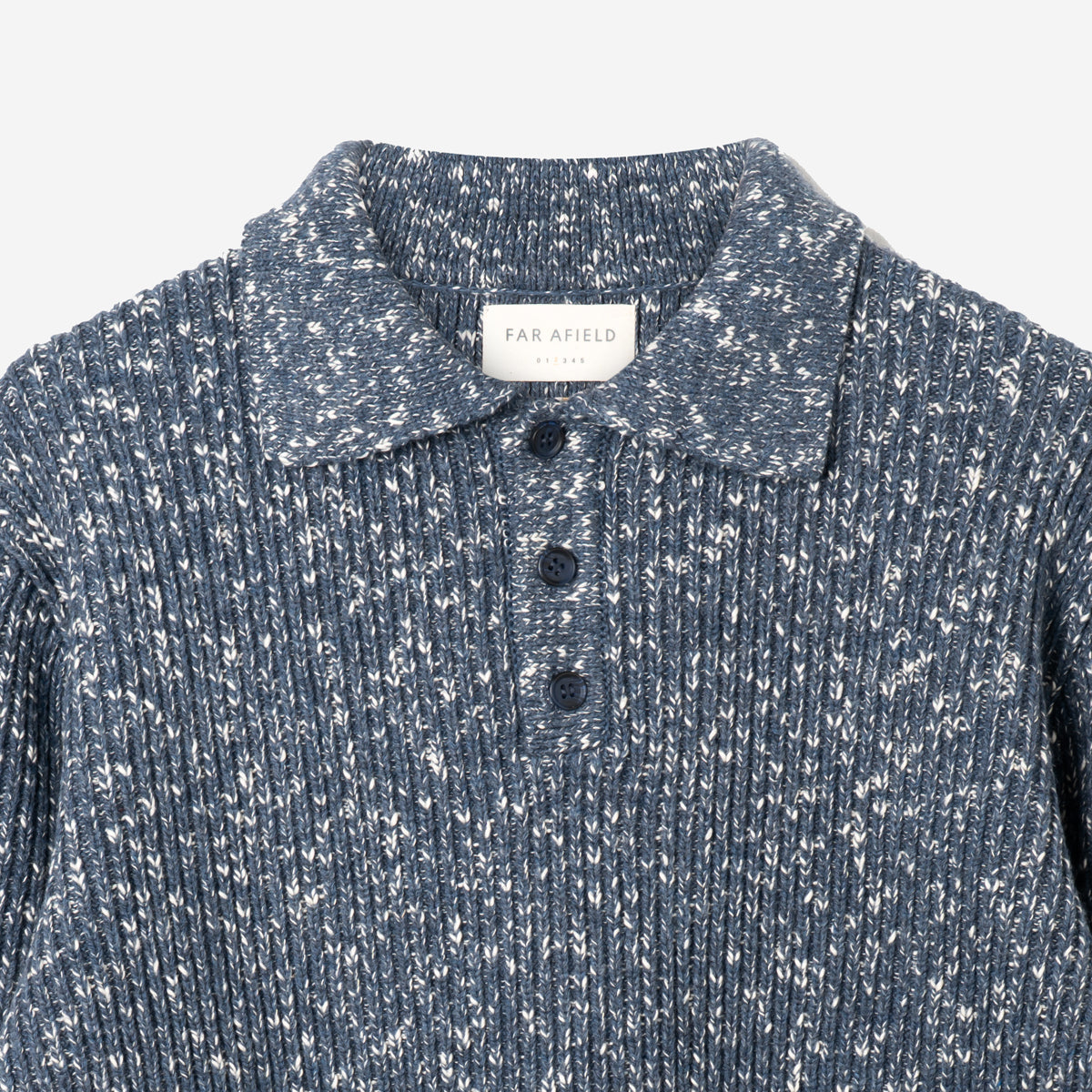 Kier Ribbed Knit Polo - Blue Fleck