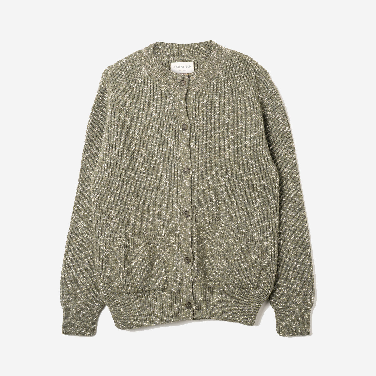 Albers Ribbed Knit Cardigan - Light Green Fleck