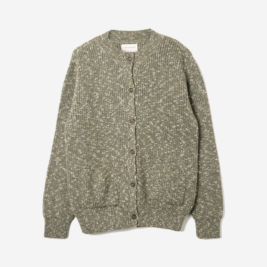 Albers Ribbed Knit Cardigan - Light Green Fleck