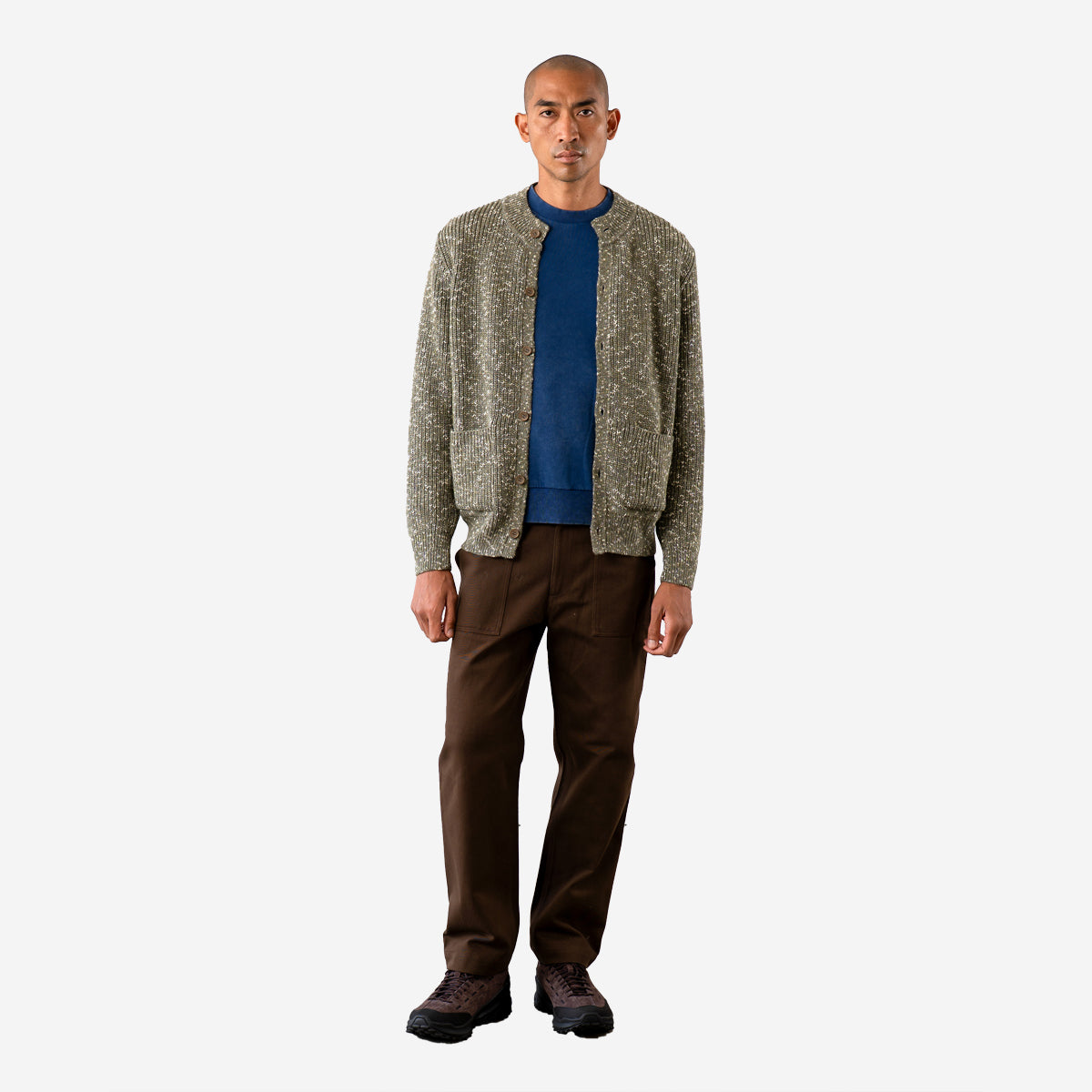 Albers Ribbed Knit Cardigan - Light Green Fleck