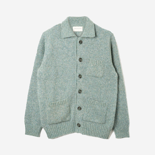 Station Alpaca Blend Knit Cardigan - Aqua Blue