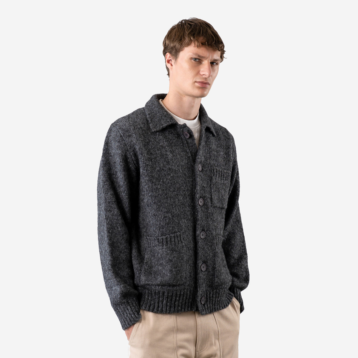 Station Alpaca Blend Knit Cardigan - Grey