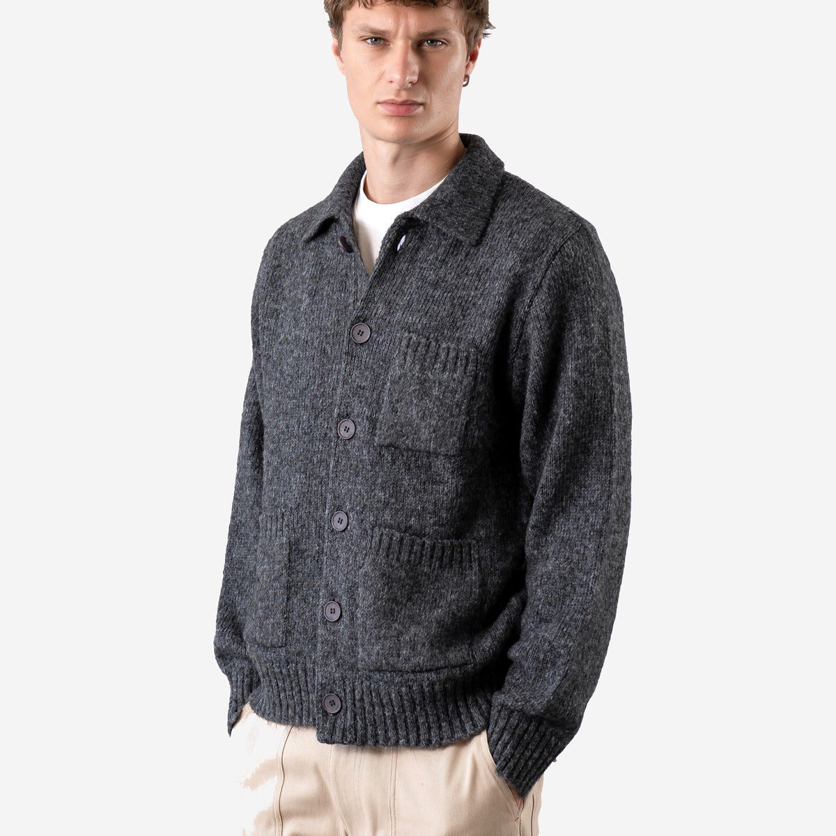 Station Alpaca Blend Knit Cardigan - Grey