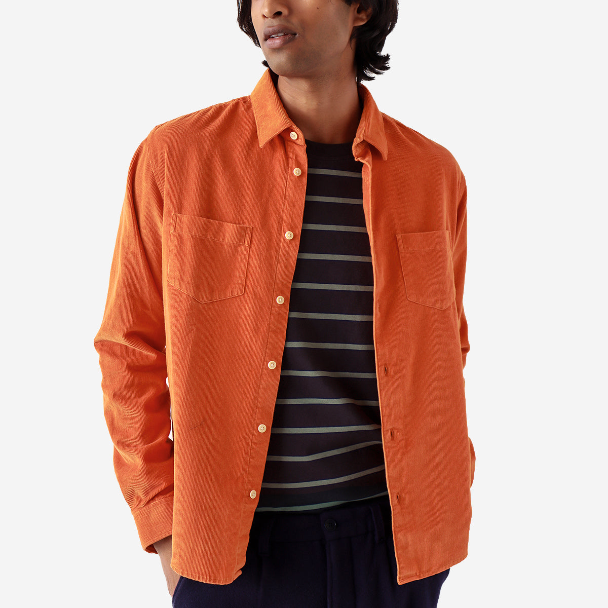 Classic Two Pocket Corduroy Shirt - Burnt Orange