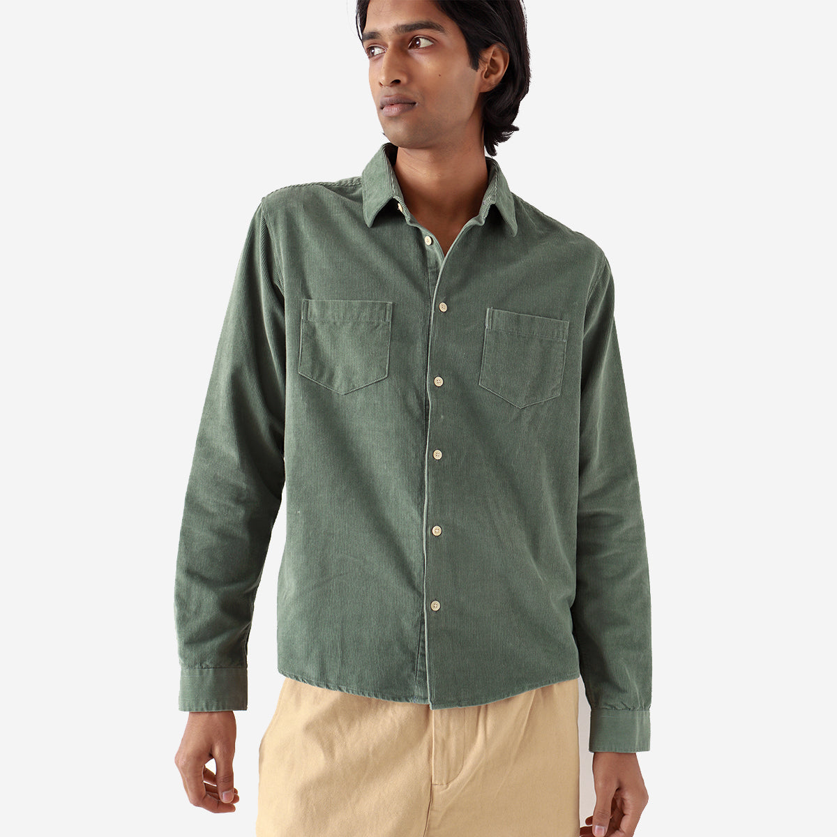 Classic Two Pocket Corduroy Shirt - Forest Green