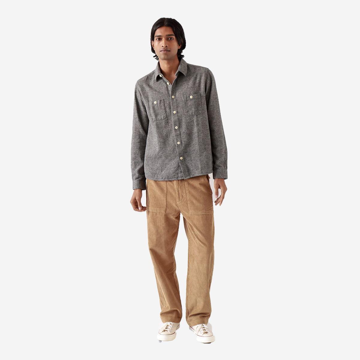 Patch Pocket Melange Shirt - Cornstalk /Slate Brown Grindle