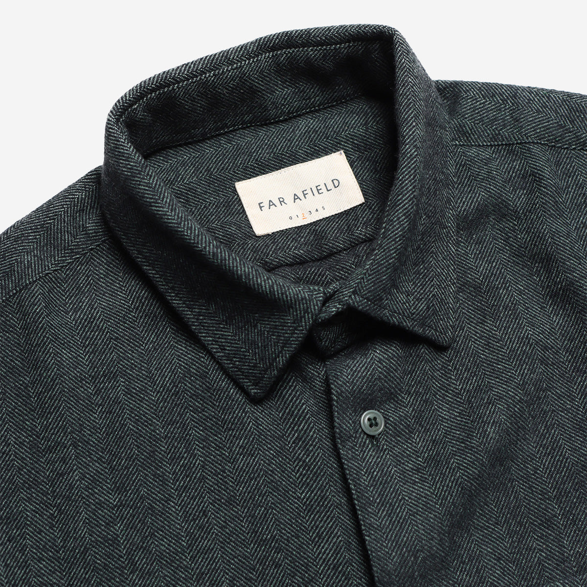 Classic Two Pocket Herringbone Shirt - Forest Green