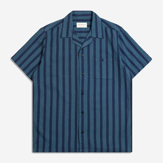 Selleck Dobby Stripe Vacation Shirt - Navy/Blue