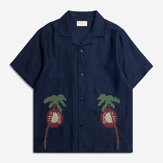 Veloso Bahia Sunset Embroidery S/S Vacation Shirt - Navy