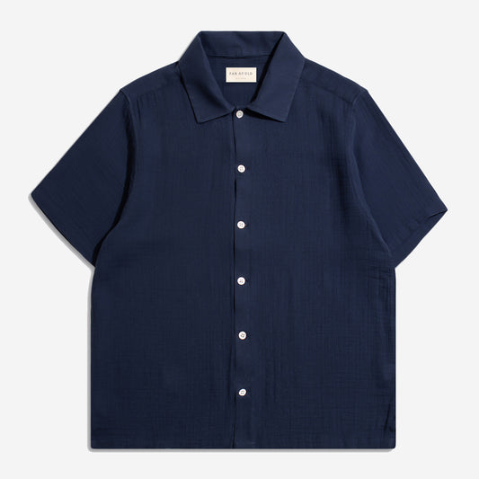 Busey Double Cloth S/S Shirt - Navy Iris